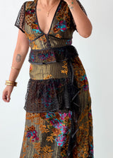 Size S Black Multi Print Maxi Dress