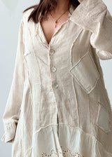Size M-L Beige Boho Lace Hem Shrug Dress