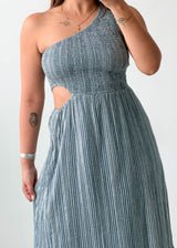 Size XS-S Grey Ribbed Cutout Midi Dress