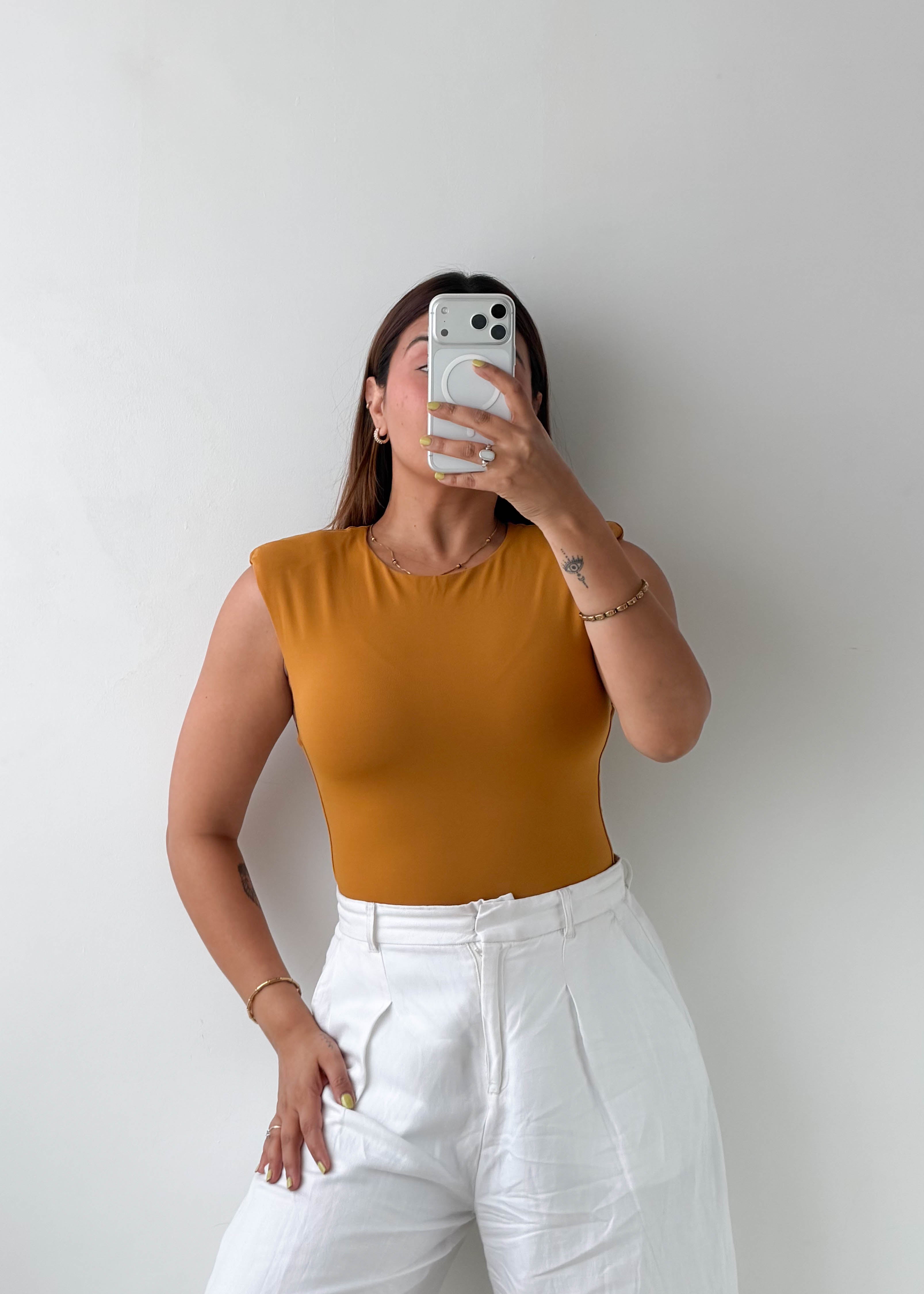 Size M Mustard Sleeveless Bodysuit