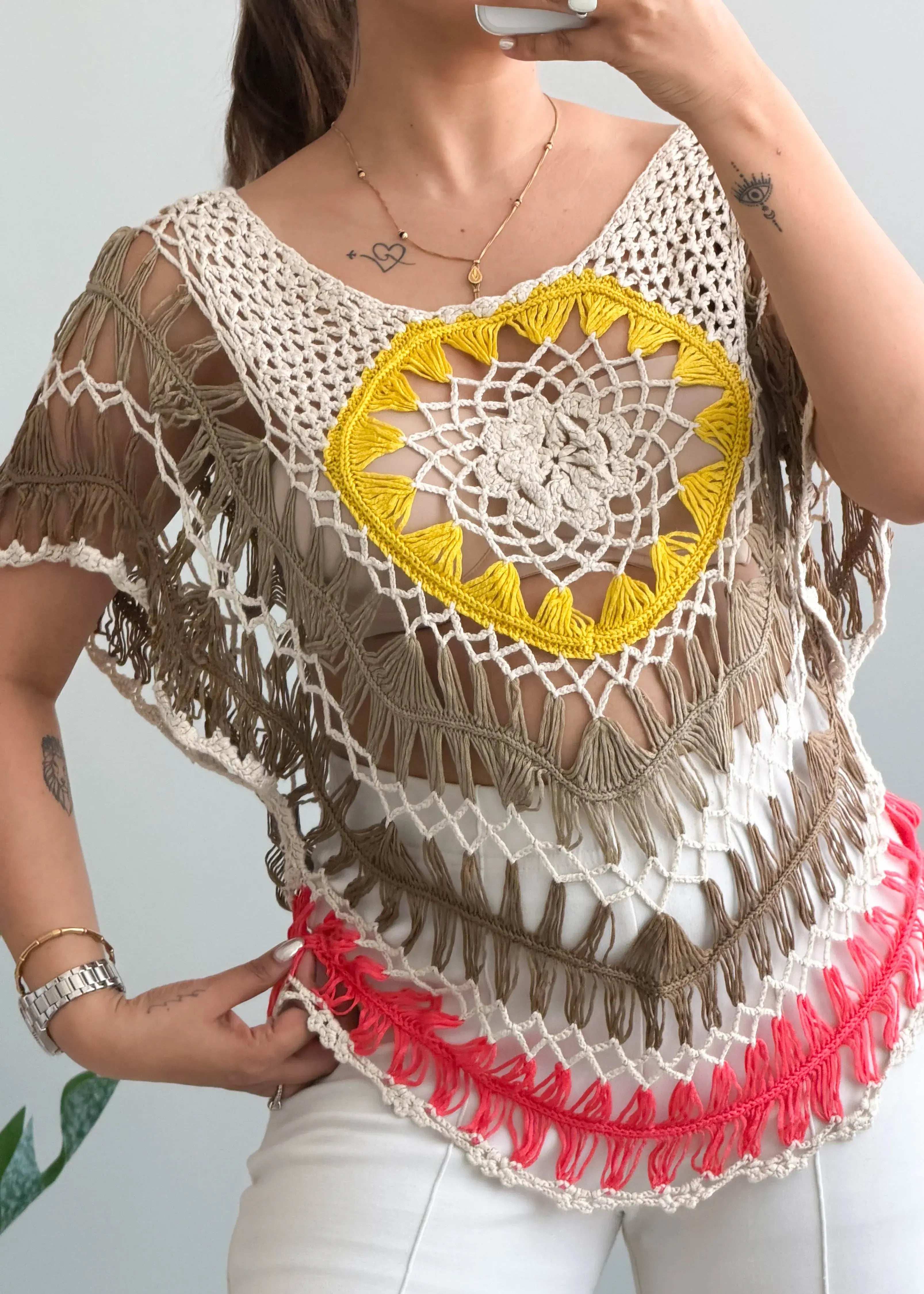 Size XS-S, Boho Crochet Fringe Top - Closet by Payal