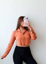 Size XS-S Peach Cropped Shirt Top