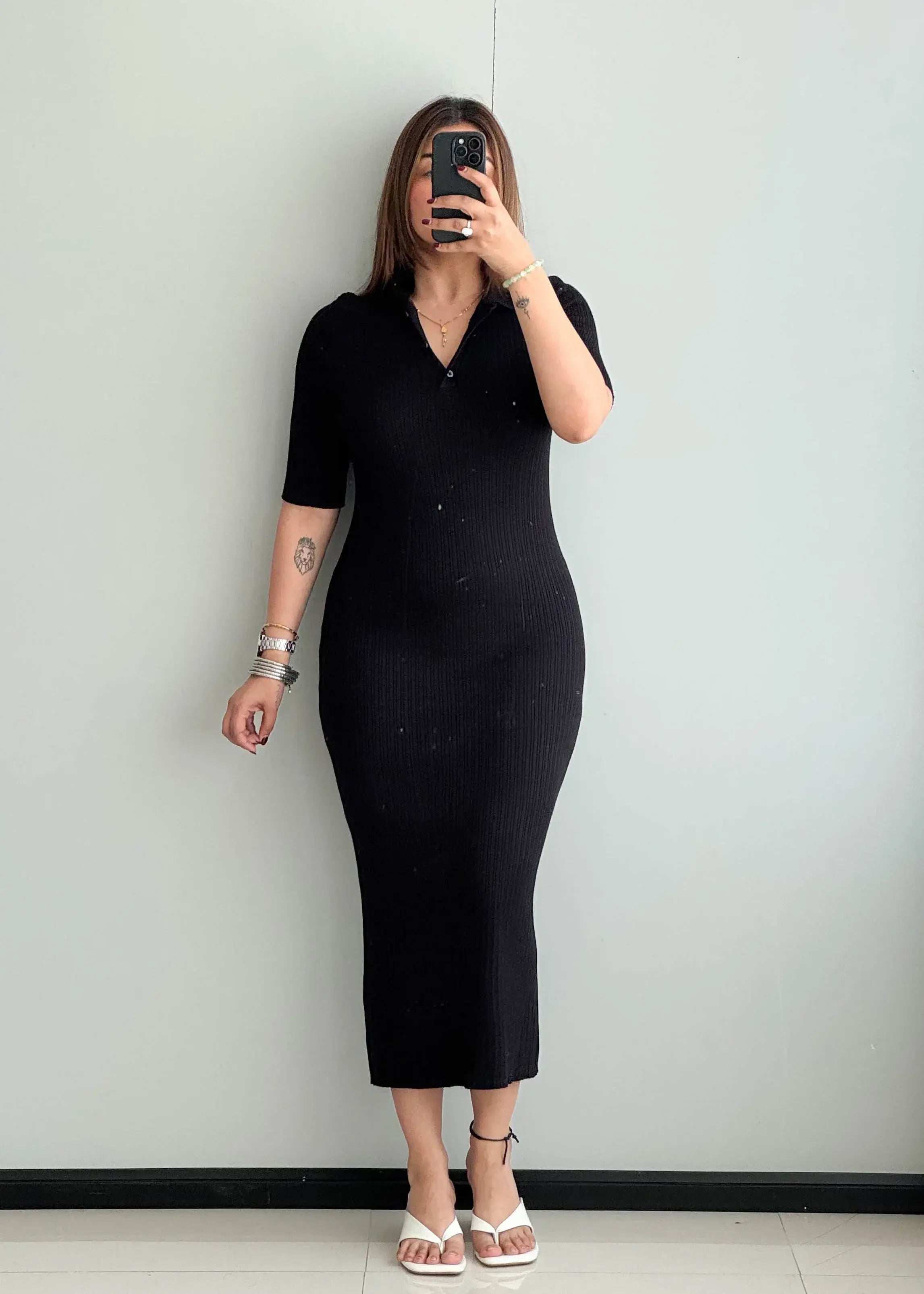 SIZE S-M, Black Bodycon Dress - Closet by Payal