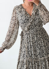 Size S-M Black Floral Wrap Maxi Dress