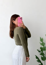 Size M-L Olive Scoop Neck Bodysuit