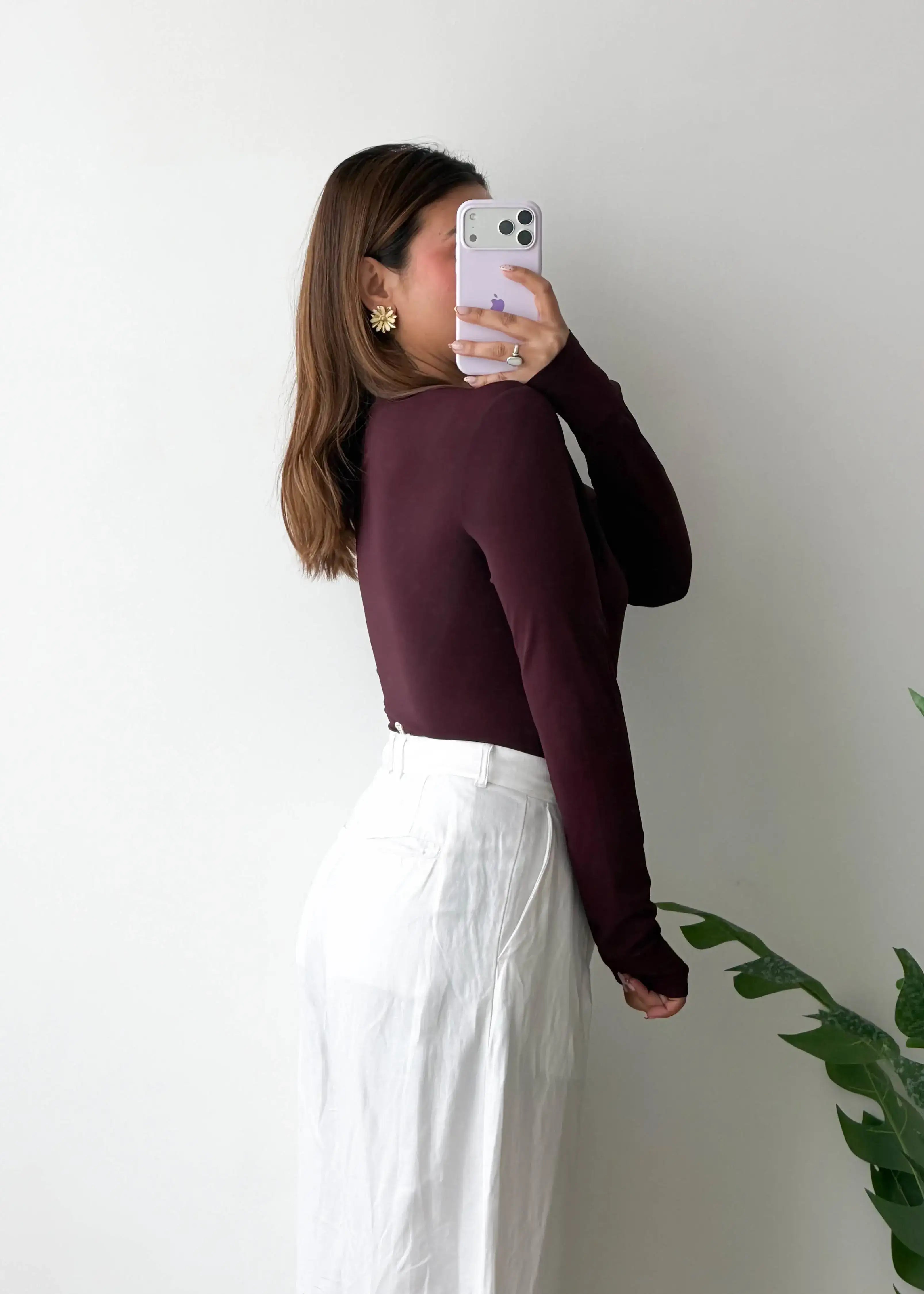 Size M, Wine Deep Neck Bodysuit