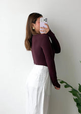 Size M, Wine Deep Neck Bodysuit