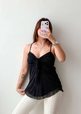 Size S-M Black Sheer Tie-Up Cami Top