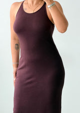 Size S-M Chocolate Brown Ribbed Maxi Dress