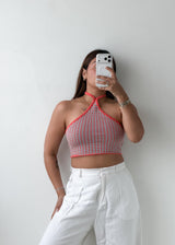 Size S-M Pink Crochet Halter Top