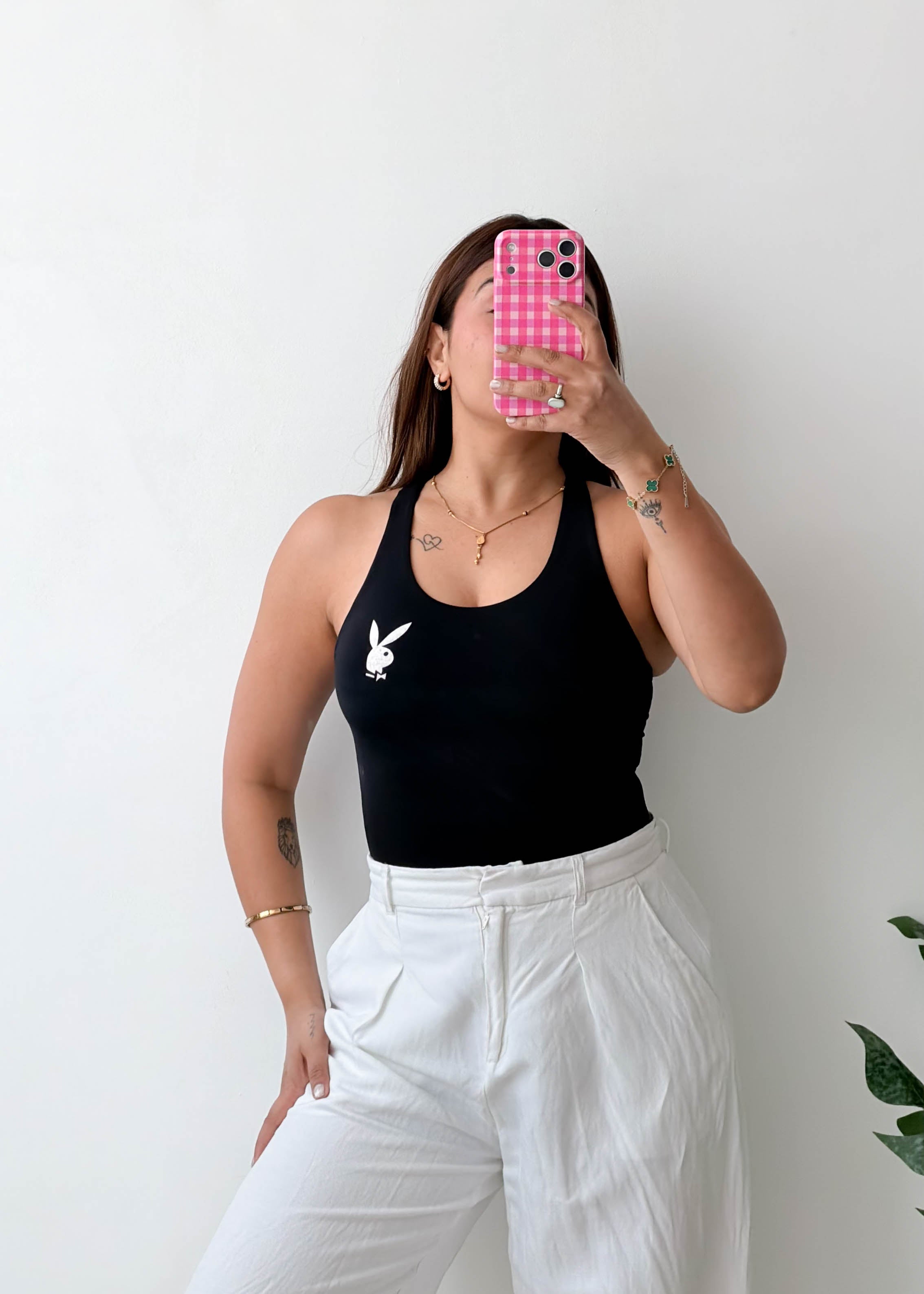 Size XS Black Racerback Bodysuit