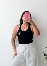 Size XS Black Racerback Bodysuit