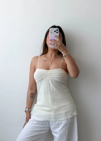 Size XS-S White Ruched Cami Top
