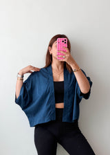 Free Size Navy Open Front Shrug