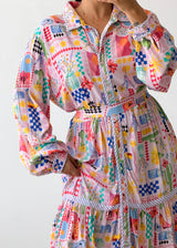 Size XL-XXL Multicolor Printed Tiered Midi Dress