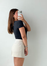 Size S-M Black Basic Round Neck Bodysuit