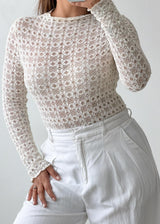 Size S-M White Floral Lace Top