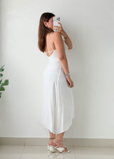 Size XS-S White Ruched Midi Dress