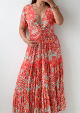 Size XS-S Coral Paisley Print Maxi Dress