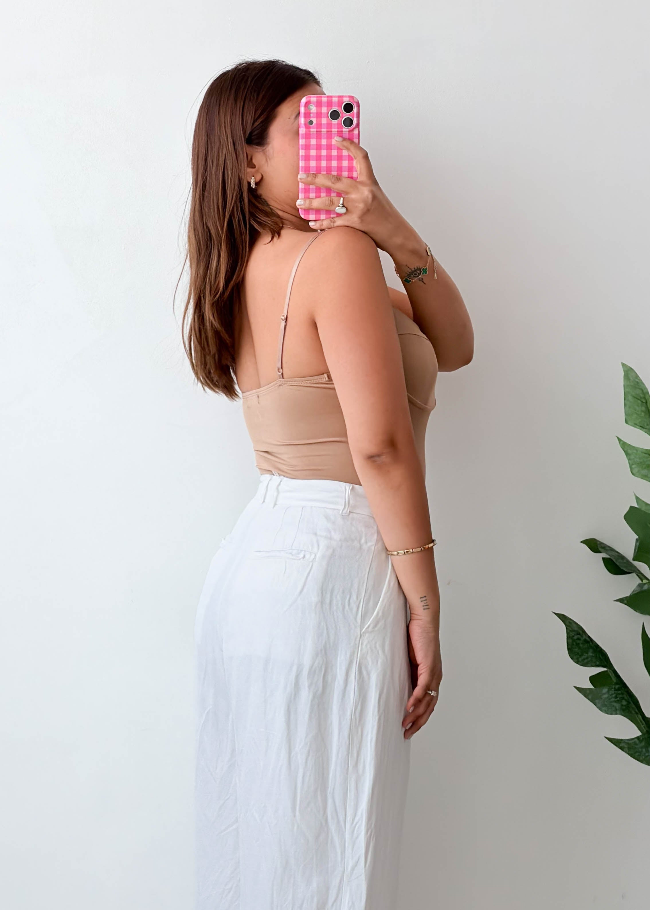 S-M Nude Structured Corset Bodysuit