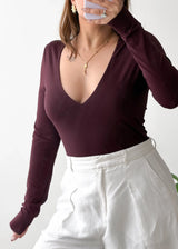 Size M, Wine Deep Neck Bodysuit