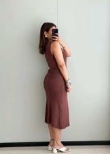 SIZE M-L, Brown Straight Fit Dress - Closet by Payal