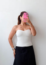 Size XS-S White Ribbed Sweetheart Tube Top