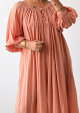 Free Size Peach Cotton Maxi Dress