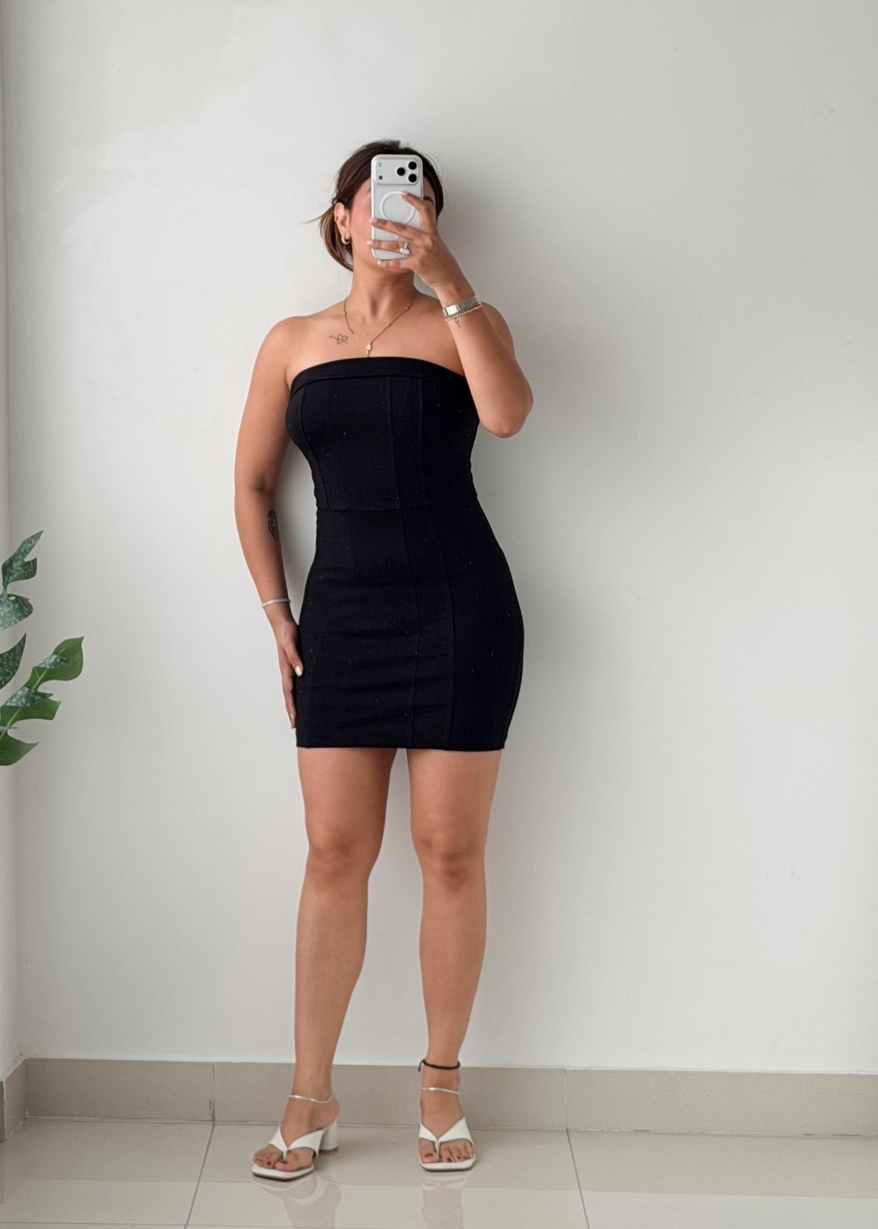 Size XS-S Black Strapless Bodycon Mini Dress