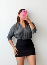 Size M-L Charcoal Wrap Bodysuit