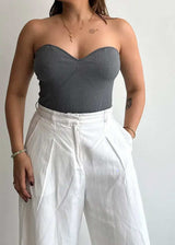 SIZE M-L, Solid Cotton Ribbed BodySuit - Closet by Payal