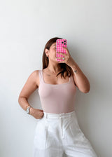 Size L Blush Pink Square Neck Bodysuit