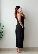 Size XS-S Black Tie Front Wide Leg Jumpsuit