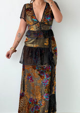Size S Black Multi Print Maxi Dress
