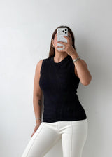 Size S-M Black Textured Knit Tank Top