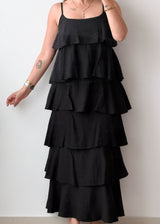 Size XS-S Black Tiered Maxi Dress