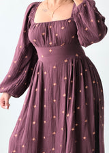 Size S-M Burgundy Embroidered Maxi Dress
