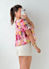 Size XS-S Pink Floral Babydoll Top