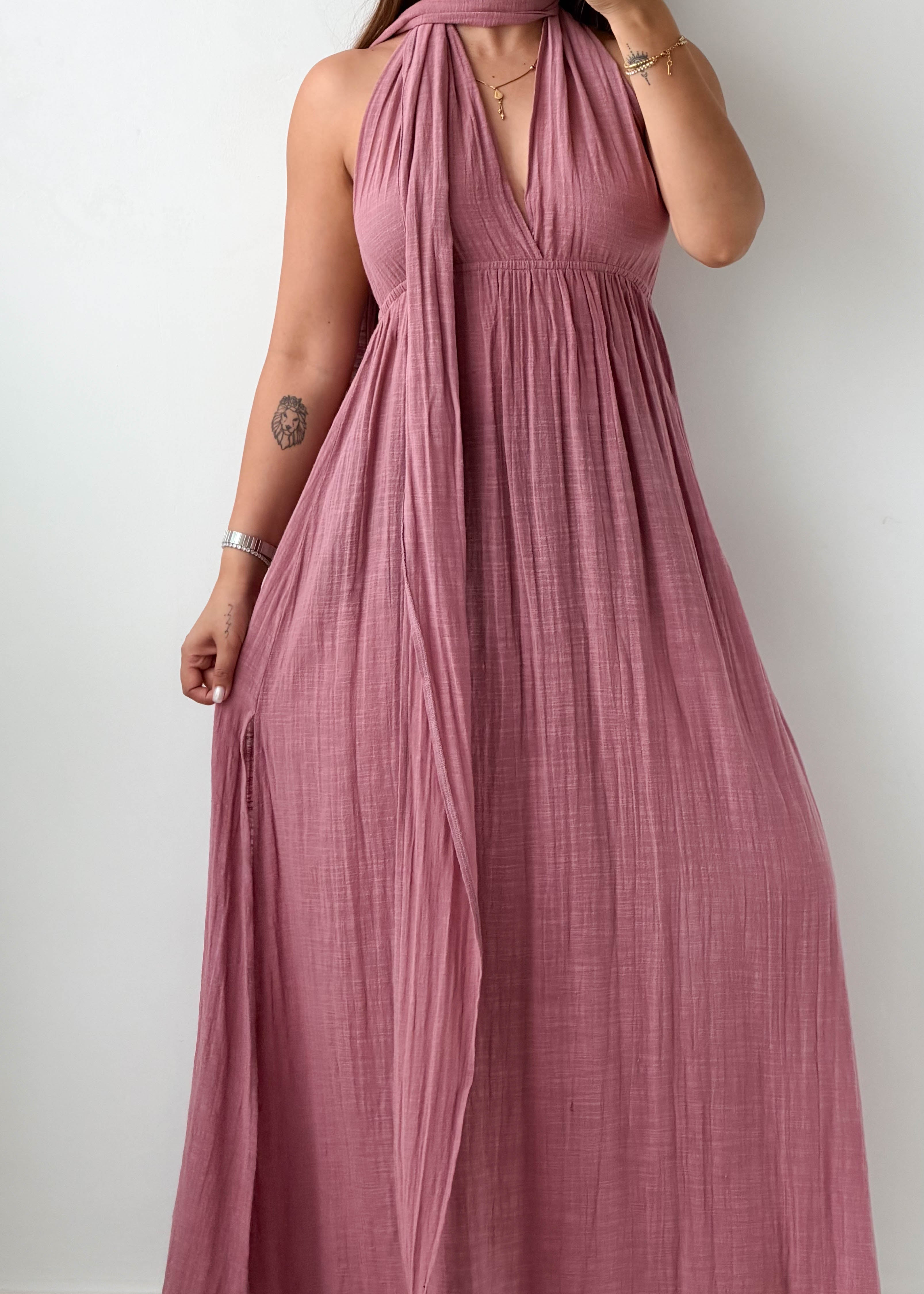 Size XS-S Dusty Pink Halter Maxi Dress