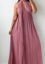 Size XS-S Dusty Pink Halter Maxi Dress