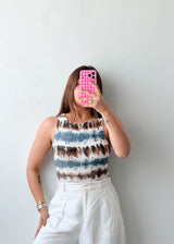 Size XS-S Abstract Print High Neck Bodysuit