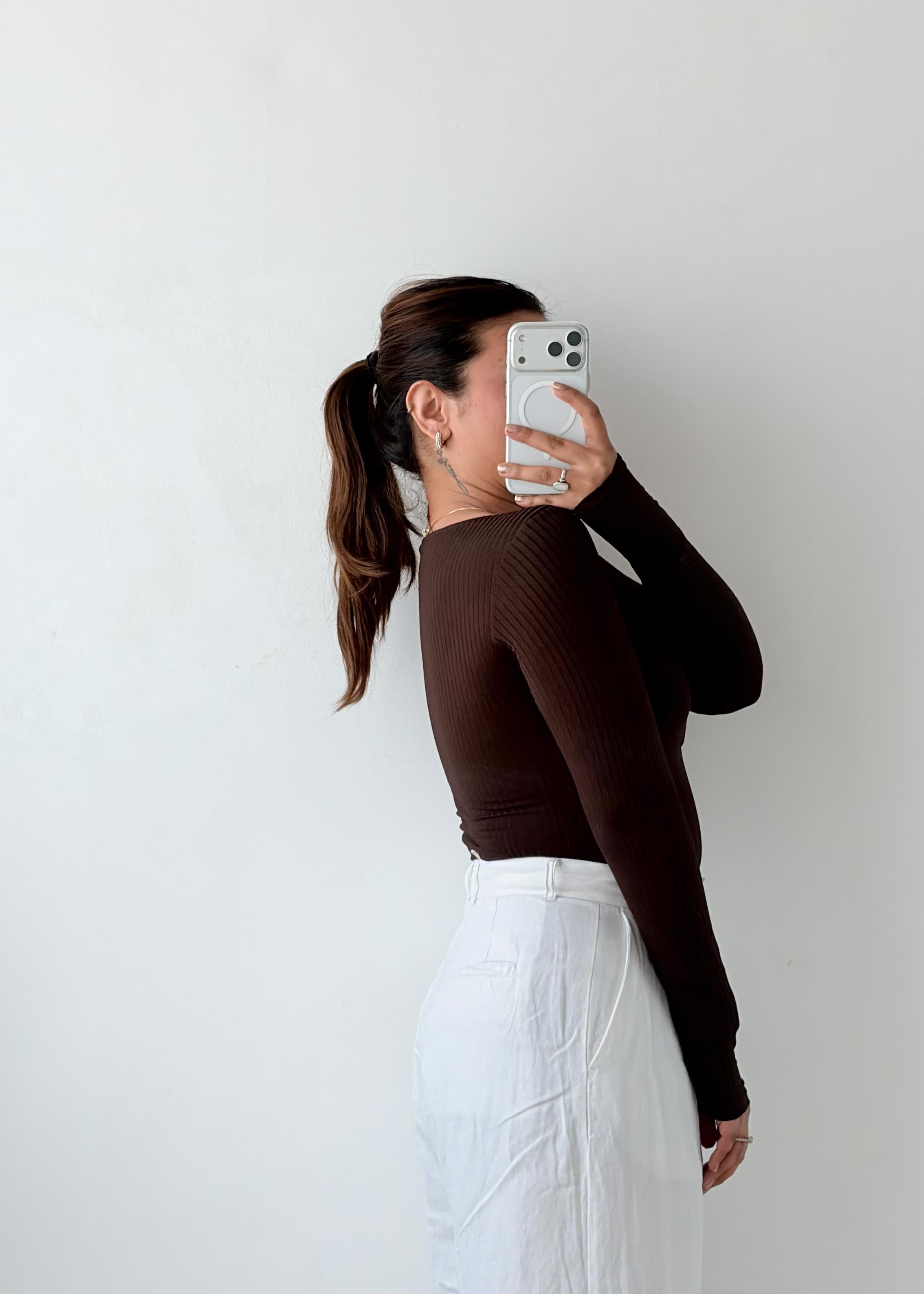 Size XS-S Chocolate Wrap Bodysuit