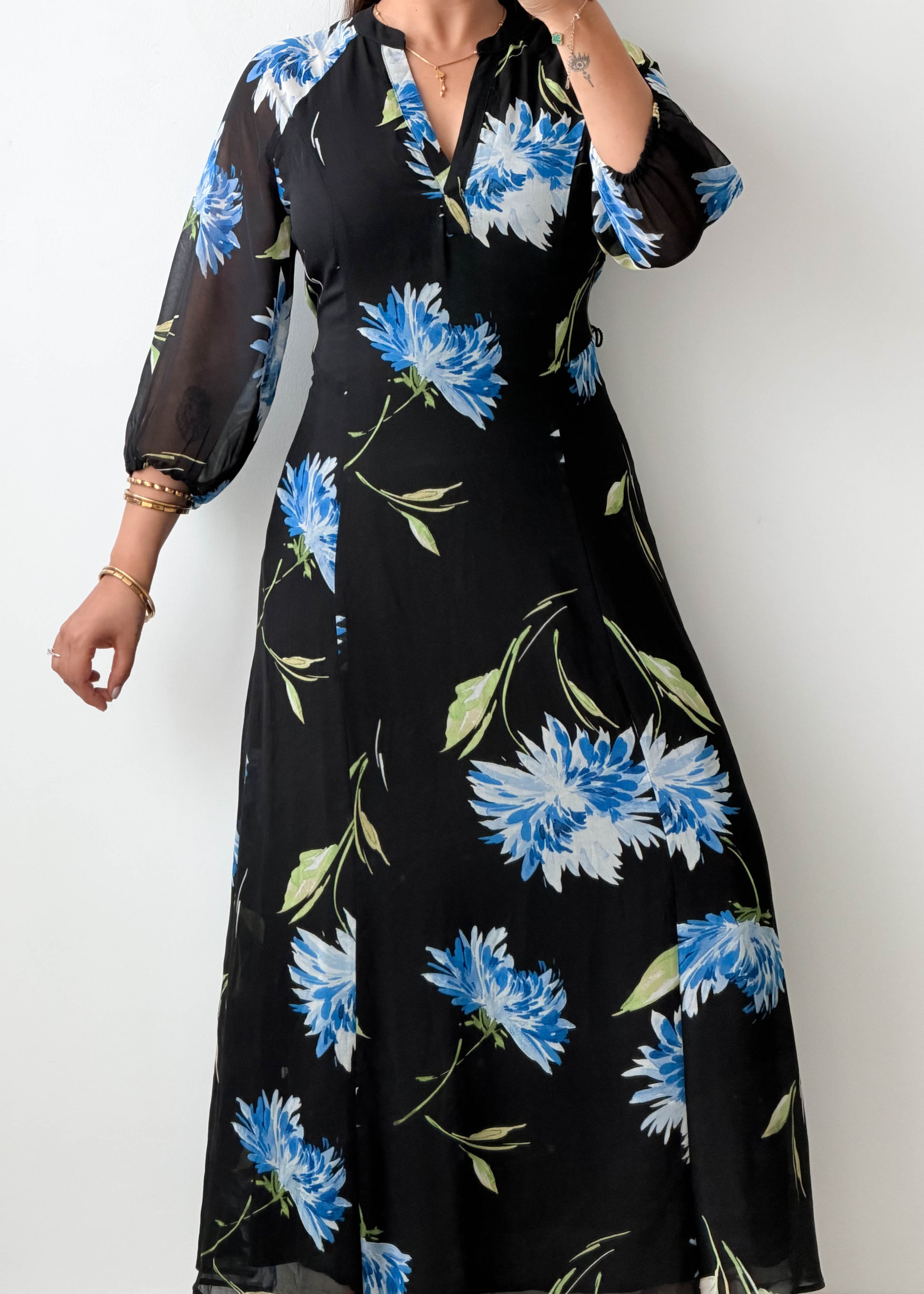 Size M Blue Floral Maxi Dress