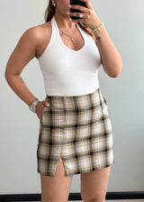 Waist : 28-30, Plaid Cotton Lycra mini Skirt - Closet by Payal