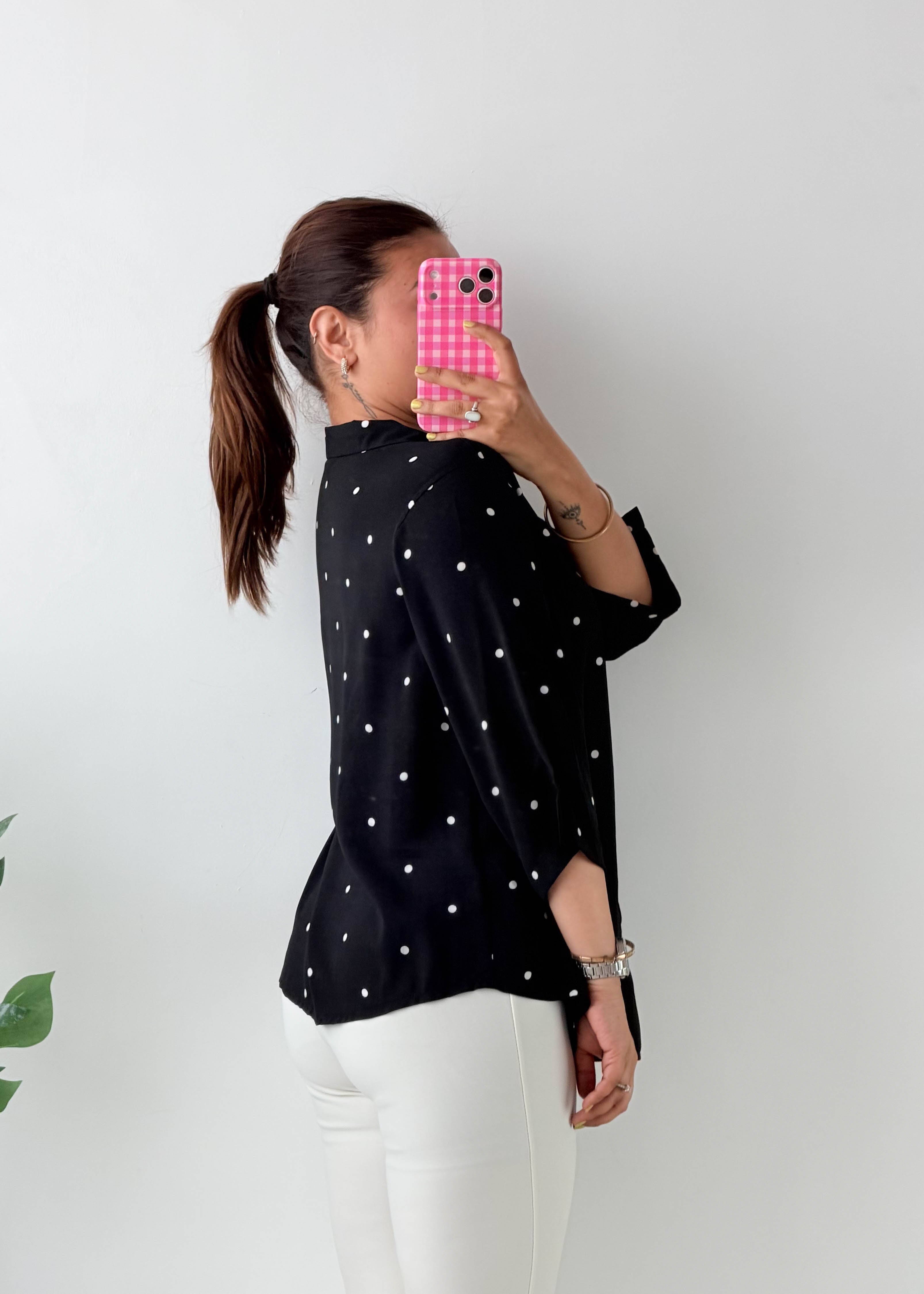 Size S-M Black Polka Dot Shirt