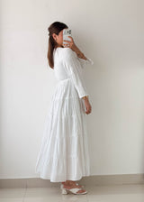 Size XS-S White Embroidered Cotton Maxi Dress