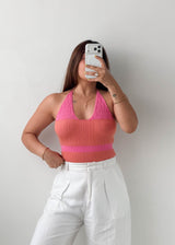 Size XS-S Pink Halter Neck Bodysuit