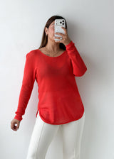 Size M-L Red Textured Knit Top