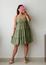 Size S-M Sage Green Tiered Mini Dress