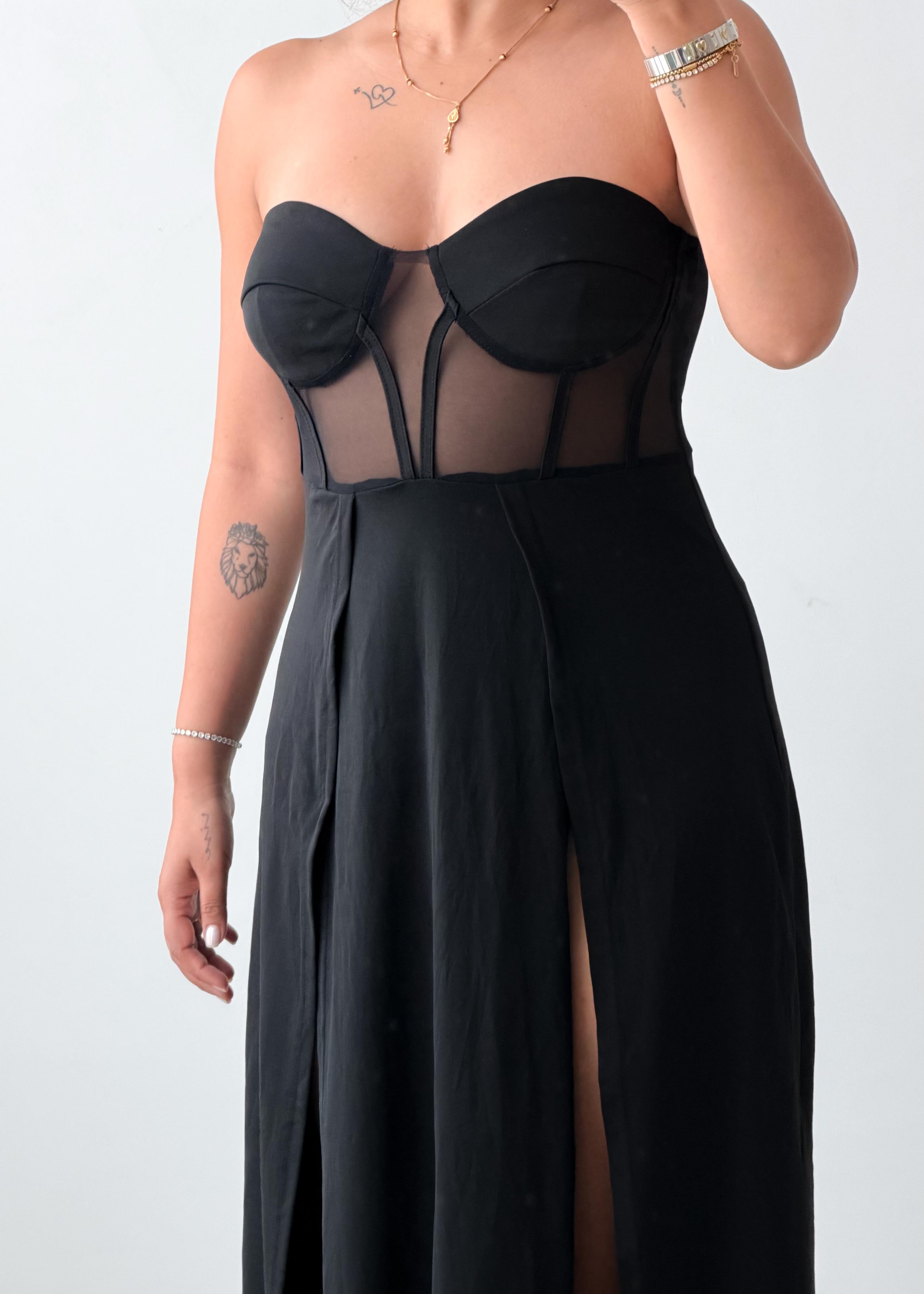 Size XS-S Black Corset Maxi Dress